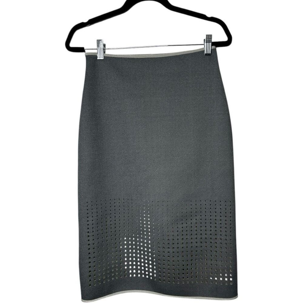 Clover Canyon Laser Skirt Size M Gray Neoprene Pencil Business Professional - Picture 5 of 13